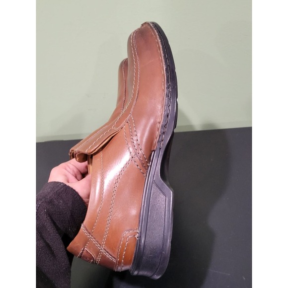 CLARKS mens Escalade Brown Leather Step Slip-On shoes Size 8 - Picture 7 of 10